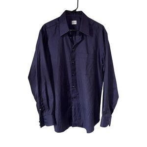 Armani Collezioni EU 42 Neck 16.5" Men's Blue Long Sleeve Button Shirt